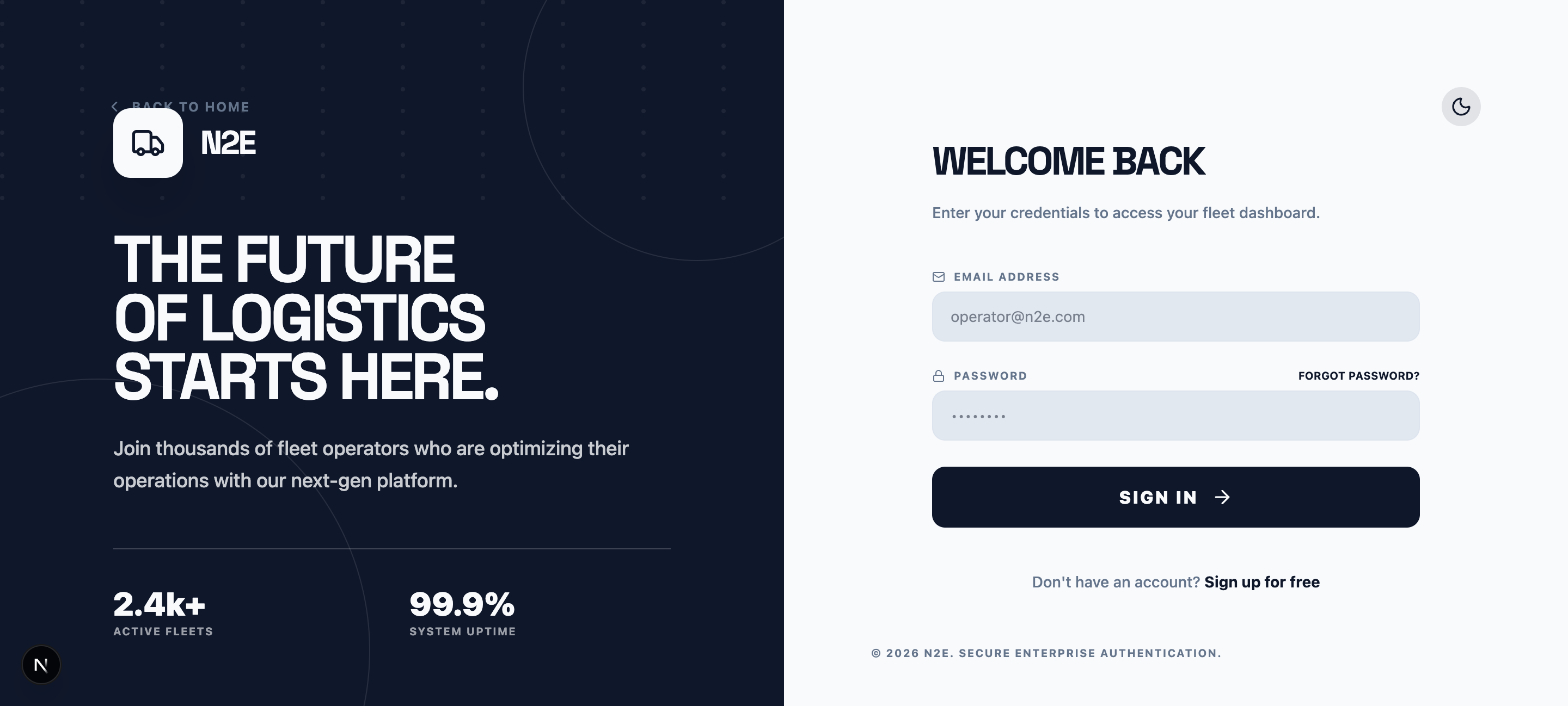 Sign-in screen in light mode