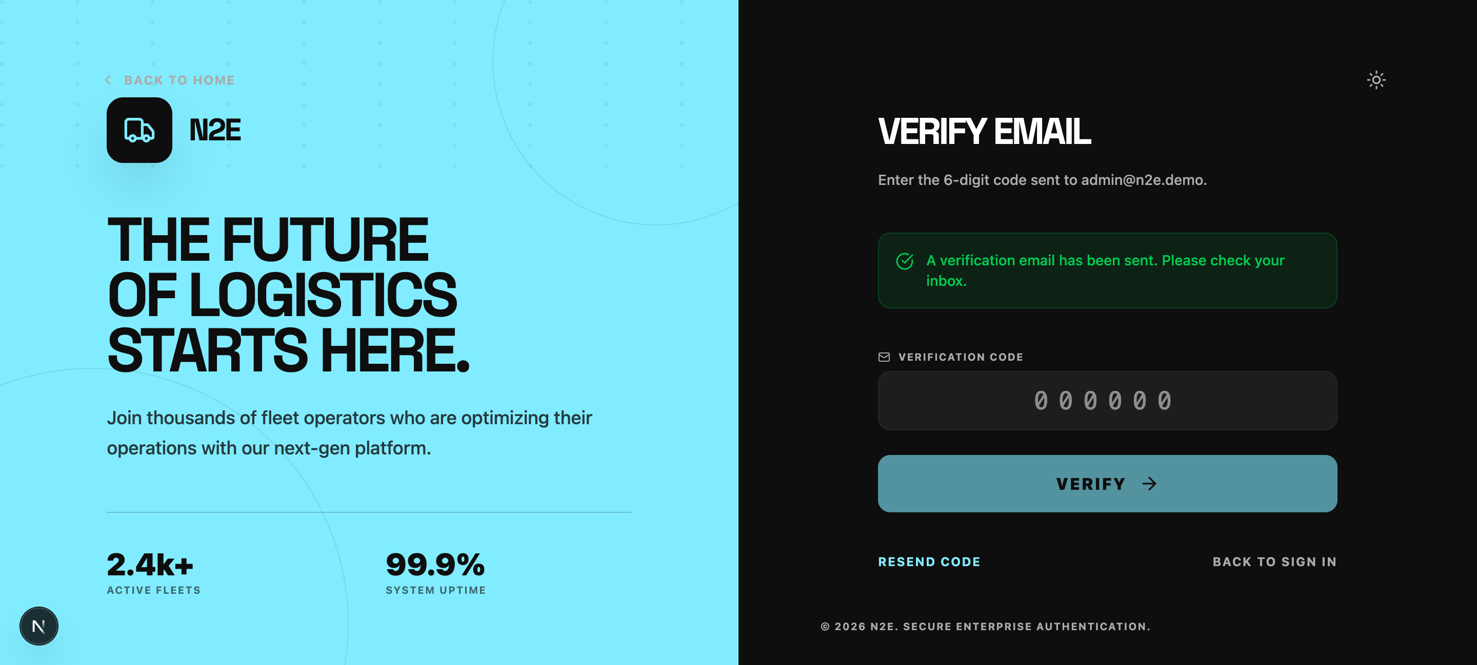 Verify email screen