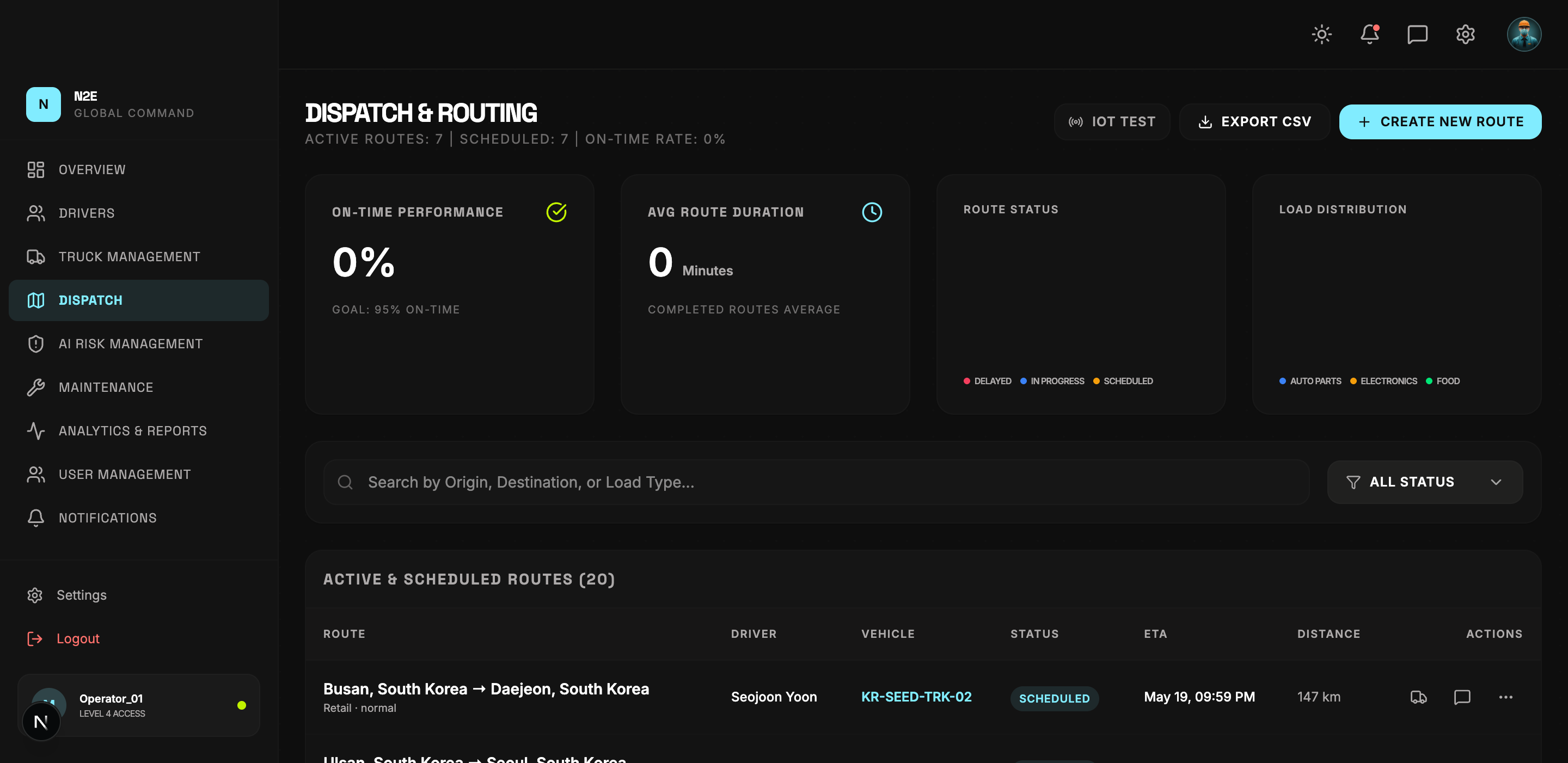 Dispatch page
