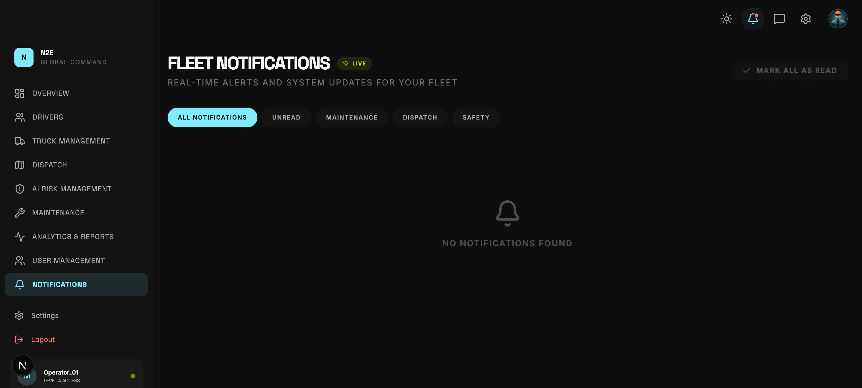 Notifications page